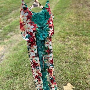 City Triangles Green and Red Floral Dress